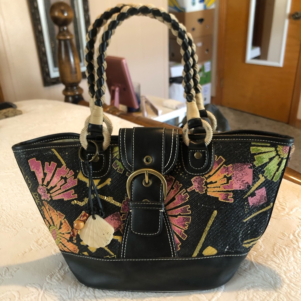 Vintage Nine West Floral Shoulder Tote Bag